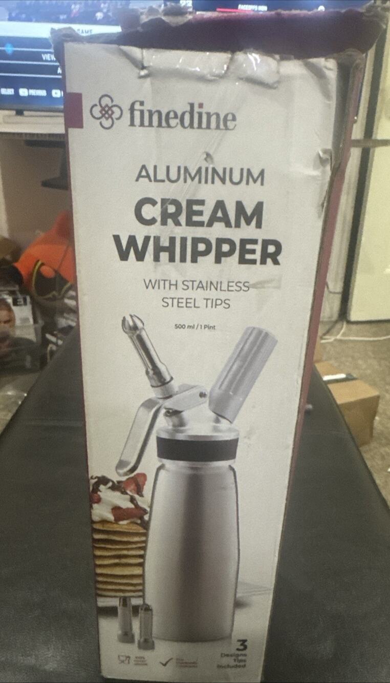 FineDine Aluminum Cream Whipper with Stainless Steel Tips